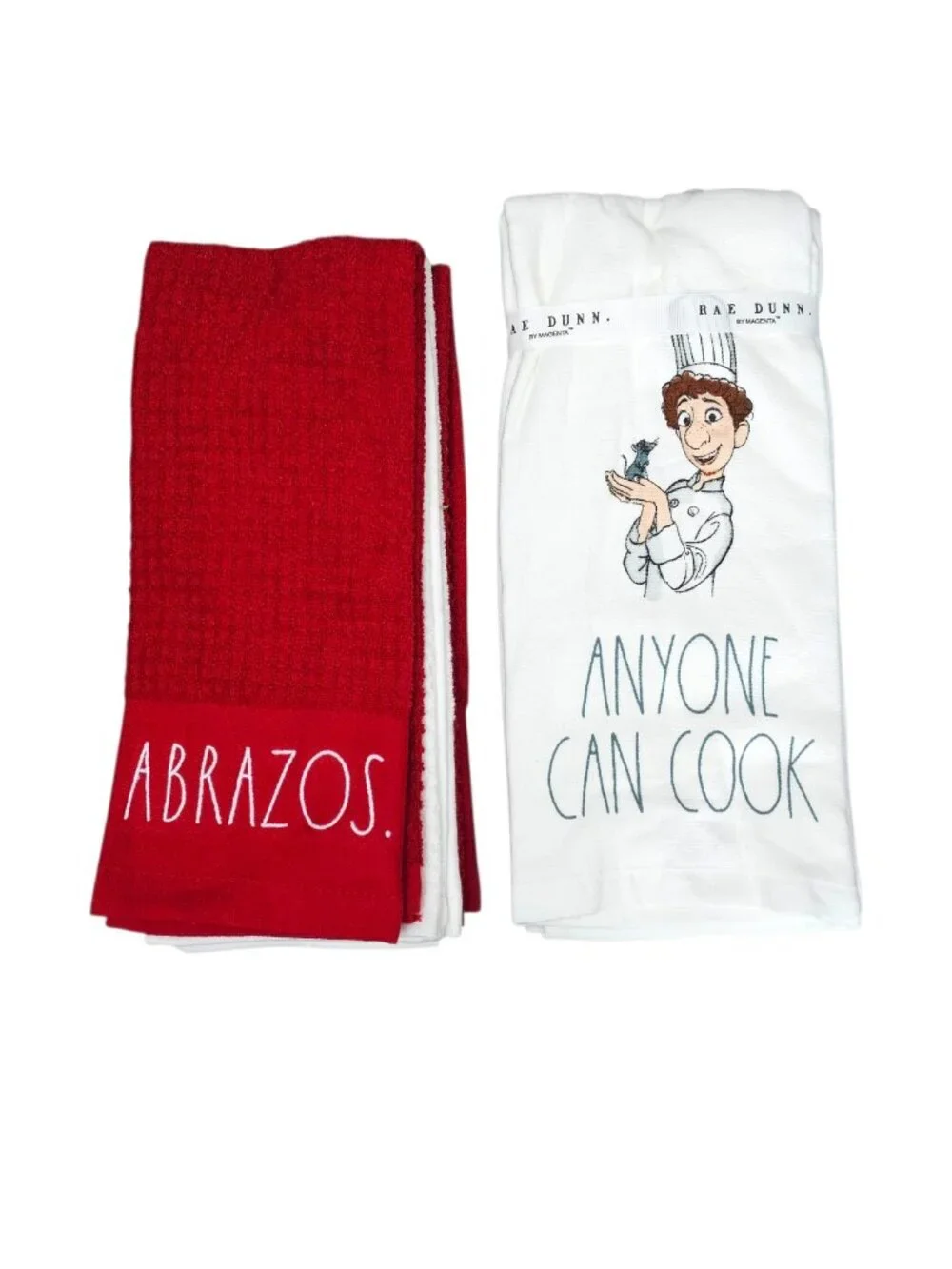 Rae Dunn X Disney Pixar Ratatouille New Cotton Kitchen Towel Sets 5pc Red White